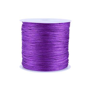 Imagem de aqxreight Suprimentos de tricô, Cordas para Miçangas, 100m X 0.8mm, Nylon, nó Chinês, Rattail, Macrame, Shamballa, Fio Roxo