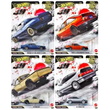 Imagem de Hot Wheels Japan Historics 5 Premium Die-Cast Collection, 4 Pack Set with Nissan Skyline, Toyota Trueno, Datsun 620, Honda CRX, Car Culture Series
