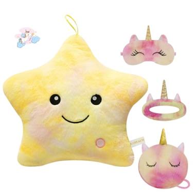 Imagem de KAHEAUM Throw Pillows for Couch Bed Living Room Decor Home Sofa Pillows Chair Lumbar Birthday New Year, Large Cute Decoration Soft Plush Star Shaped Throw Pillow Sets Colorful Yellow