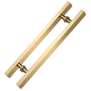 Imagem de Maçaneta deslizante de porta de celeiro de 61.0 cm com puxador de entrada de porta de madeira de vidro liso para empurrar porta exterior interior/cinza/80 cm comprimento|50 cm (d 80 cm comprimento|60