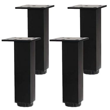 Imagem de SENNIAN Pernas de móveis de metal, pernas de móveis ajustáveis, pernas de mesa, pés de cozinha, liga de alumínio, suporte de pé para armário de TV, pés de armário, tapetes de elevação de móveis, preto