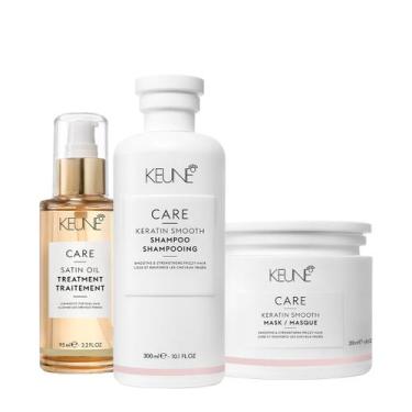 Imagem de Kit Keune Care Keratin Smooth Shampoo Máscara e Satin Oil ( 3 produtos