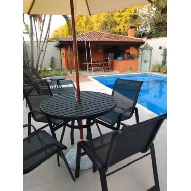 Imagem de Jogo De Mesa Ripada Alumínio 4 Cadeiras Tela Sling Piscina - Sarah Móv