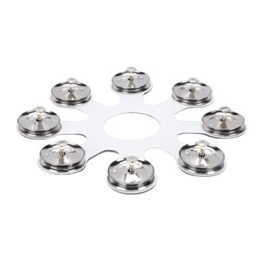 Imagem de Yunir Pandeiro Hihat Montável, Anel Ching Cymbal Pandeiro Polvo Hi Hat Pandeiro Com 8 Pares de Jingle de Aço Inoxidável para Hi Hats Crashes Rides e Stacks