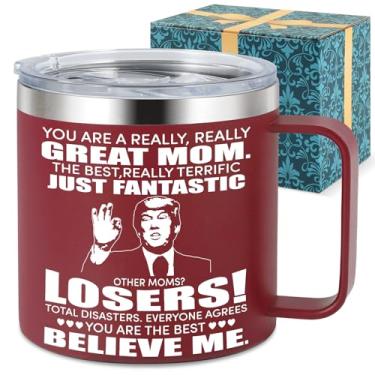 Imagem de Chanceboleng Presentes para mãe de filha, filho - Dia das Mães, aniversário, ideias de Natal presentes engraçados para mamãe, mamãe - Caneca de café de 400 ml (mãe vermelha)