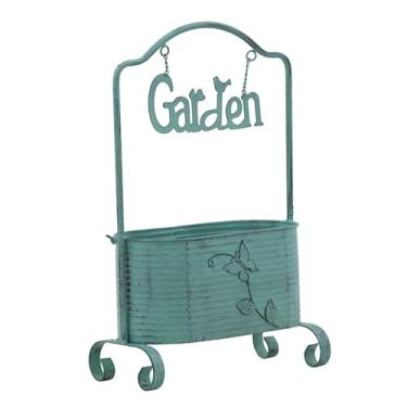 Imagem de WeiLaiKeQi Decoração da fazenda de maconha de ferro de ferro com alça de balde de flores para pátio da, Verde