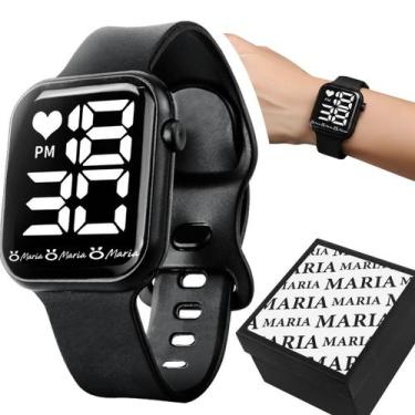 Imagem de relogio feminino digital silicone preto led original casual moda quali