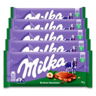 Imagem de Chocolate Milka Broken Hazelnut Kit 5 Barras de 90g - 11467