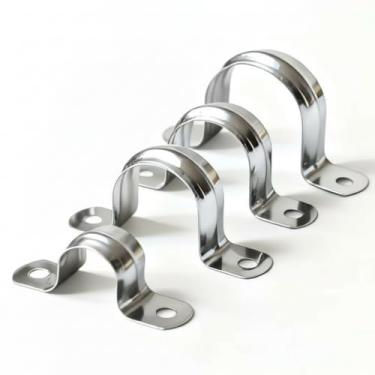 Imagem de RGFXA 30 peças de braçadeiras de conduíte de aço inoxidável de 3/10.2 cm, braçadeira de tubo de suporte em U de 2 furos, clipes de tensão para fixação de tubos em várias superfícies (20 mm)