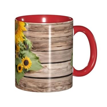 Imagem de Zeraoke Canecas de café criativas com estampa de girassóis, personalizadas, presente para a família, tamanho de 325 ml, unissex