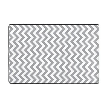 Imagem de Zeraoke Tapetes listrados cinza para sala de estar de 1,2 x 1,8 m, tapete macio e moderno, tapetes felpudos antiderrapantes para decoração de casa, tapete lavável para quarto, jantar, dormitório,