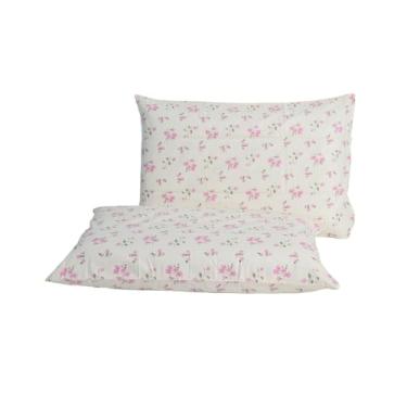 Imagem de Conjunto de 2 fronhas de algodão, tamanho Queen, fronhas com estampa super macia com zíper para cama, protetores de travesseiro respiráveis