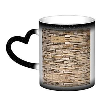 Imagem de Caneca de café divertida de parede de tijolos rústicos, copo de cerâmica com mudança de cor sensível ao calor mágico, 12 Oz, para café/chá/leite/cacau, para adolescente/aniversário/festival/presentes