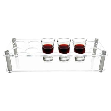 Imagem de Suporte para copo de shot, bandeja de copos com orifício de 3,8 cm, conveniente para servir, suporte para vodka, tequila, uísque, licor, presentes, festas, casamentos, clubes (12 furos)
