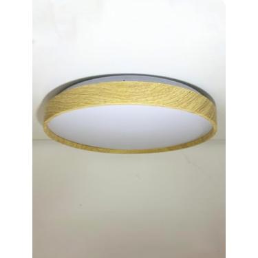 Imagem de Plafon LED Moderno 40cm (36W) e 50cm (48W) | 3 Cores (3000K-6000K) | Redondo ou Quadrado (40cm Redondo Madeira Clara)
