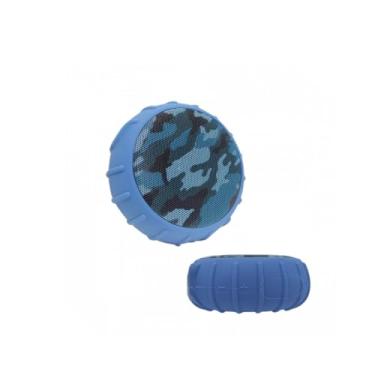Imagem de Caixa de Som Bluetooth Portátil 5W, Resistente à Água, Bateria 1200mAh, Conexão USB e Cartão de Memória, Camuflado Azul e Verde