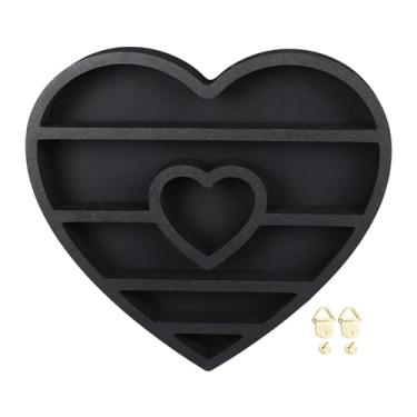 Imagem de Prateleira de exibição de cristal de madeira em formato de coração Prateleira flutuante de parede decorativa multiuso para quarto sala de estar Contraplacado durável 30 x 28 x 4 cm