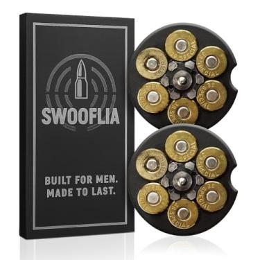 Imagem de Swooflia Porta-copos de carro para homens - Porta-copos de cerâmica em forma de bala Porta-copos Coaster absorvente legal com base de cortiça, pacote com 2 acessórios para copos automotivos, presentes