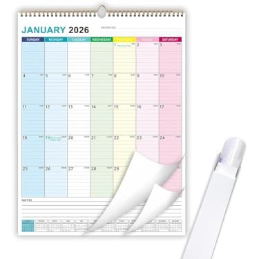 Imagem de Calendário de parede 2026 – Calendário 2026 de janeiro de 2026 a junho de 2027, calendário de parede grande vertical de 38 x 56 cm, calendário suspenso de 18 meses 2026-2027 com data juliana, blocos