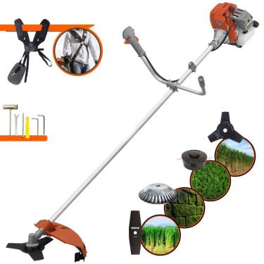 Imagem de Podador de Grama Completo Tekna RL520ACG2 À Gasolina 2T 52cc 2HP 4 Opções de Corte Com Faca 2 Pontas, Faca 3 Pontas, Escova de Aço e Carretel