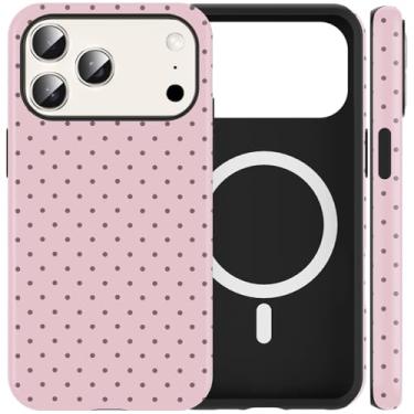 Imagem de Cinysnt Capa de telefone fofa de bolinhas para iPhone 17 Pro capa magnética de 6,3 polegadas, compatível com Magsafe, estampa estética moderna design feminino capa rígida PC à prova de choque macio