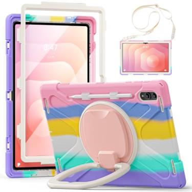 Imagem de PboyiqiS Capa ultra rotativa para Galaxy Tab S11 de 14,6 polegadas, capa robusta híbrida resistente com suporte para caneta S, capa infantil à prova de choque com suporte de rotação de 360 graus (rosa