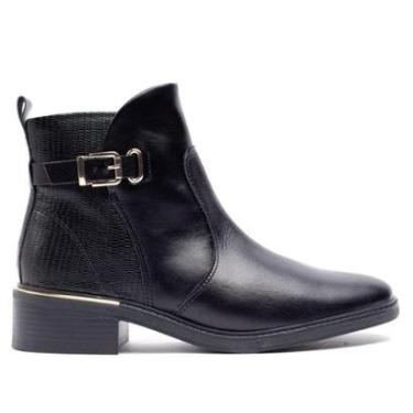 Imagem de Bota Feminina Comfortflex Cano Curto com Fivela Preto-Feminino