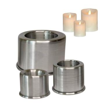 Imagem de Kit 3 Formas Luminárias para Velas Alumínio 10x7, 7x6, 6x5cm
