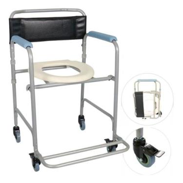 Imagem de Cadeira De Banho Dobrável Higienica Com Rodas Dellamed D30