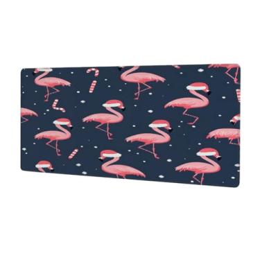 Imagem de Tapete de mouse grande flamingo rosa Natal impermeável computador estendido tapete protetor de mesa tapete antiderrapante base de borracha para escritório, computador, teclado, laptop e mesa de casa