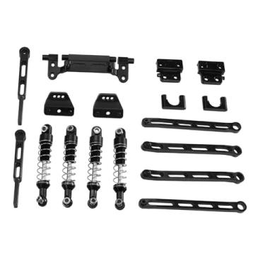 Imagem de harayaa Kit de atualização de suportes de amortecedores, acessórios DIY, peças de reposição profissionais para carros de modelismo RC MN82T na escala 1:12, Preto