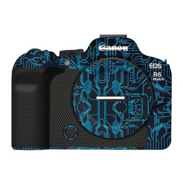 Imagem de Mebont Adesivo de capa de câmera antiarranhões para Canon EOS R6 Mark II película protetora do corpo da câmera sem espelho antidesgaste decoração protetora da pele #Circuit blue