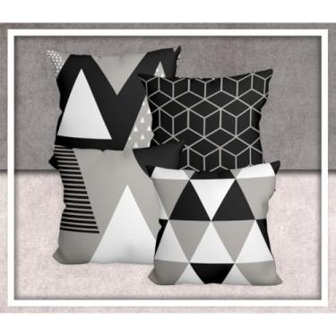 Imagem de Conjunto De 4 Almofadas Decorativas Para Sala De Estar, Sofá, Quarto E Cama(Kit c/4 almofadas triang cinza)
