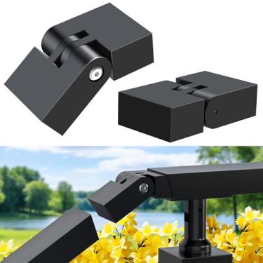Imagem de Zylorix Pacote com 2 conectores de pivô vertical ajustável de 180° para corrimão preto retangular de aço inoxidável de 5 x 2,5 cm, acessórios de corrimão plano POM de alta resistência para trilhos de