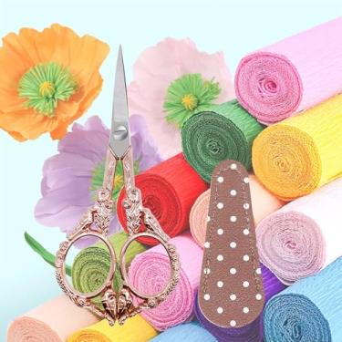 Imagem de Tesoura de bordado pequena de 11 cm com bainha de couro, ideal para artesanato faça você mesmo, costura, costura, crochê e uso no escritório, lâminas para fio de tecido de corte preciso