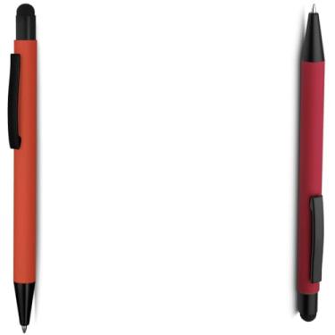 Imagem de Caneta Esferográfica em Metal Emborrachada com Ponta Touch, Escrita Azul, 2 Unidades Moderno Design (Laranja e Verde 2)