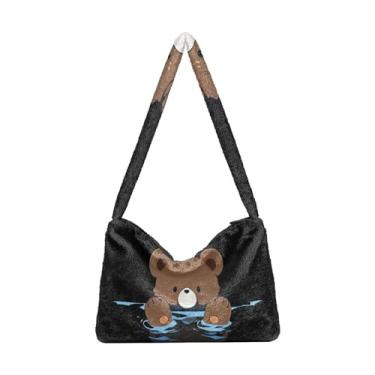 Imagem de GAIGEO Bolsa feminina com pintura a óleo azul e verde, bolsa de ombro feminina, bolsas de outono, Urso fofo na água, One Size