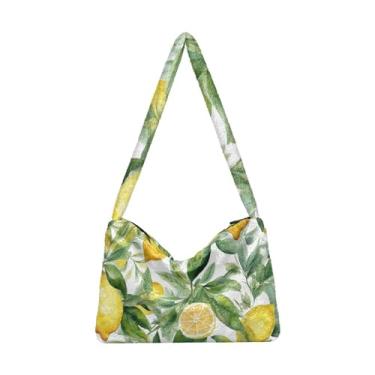 Imagem de Bolsas de ombro de galinha, sacola, bolsa de ombro feminina, Aquarela, frutas, limão, One Size