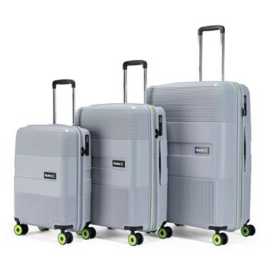 Imagem de Kit 3 Malas de Viagem Hurley Verde Com Rodinhas 360 Rígida Padrão Anac