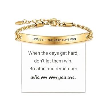 Imagem de Pulseira de incentivo motivacional Dont Let the Hard Days Win, presente para mulheres, pulseira de resiliência inspiradora, presentes de amizade, para mulheres, dia dos namorados, Medium, Latão, Sem