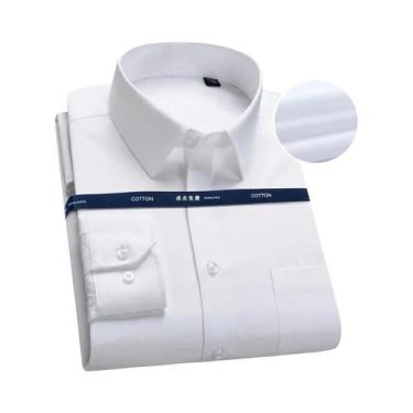 Imagem de Camisa Social Masculina plus Size De Manga Longa 100% Algodão Branca A