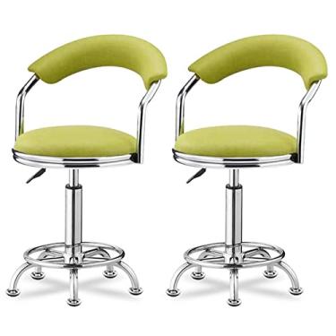 Imagem de Banco de bar, Banco de balcão giratório, altura ajustável, banquinho de jantar ilha de cozinha, assentos adicionais para hóspedes, conjunto de 2 bancos de bar e cadeira, Nowheels-verde