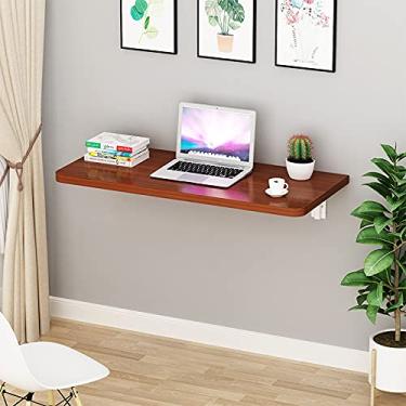 Imagem de TRGCJGH Mesa de parede flutuante folha de gotejamento mesa de jantar pequena mesa de madeira para pequenas economias para lavanderia sala de jantar quarto estudo cozinha bar, D-60 x 50 cm