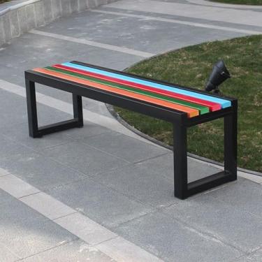 Imagem de Banco de jardim sem costas, banco ao ar livre, bancos de parque de madeira maciça anticorrosiva, banco de parque, para varanda, praia ao ar livre, banho de sol, pátio, piscina, quintal, gramado