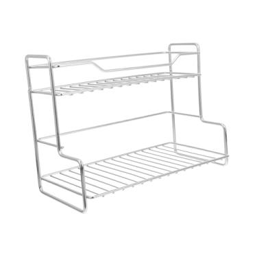 Imagem de FONDOTIN Organizador de maquiagem de camada dupla de aço inoxidável para armazenamento de bancada de banheiro, fácil de montar, prateleira multifuncional para uso na cozinha e no quarto