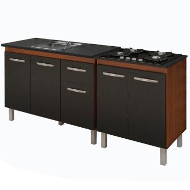 Imagem de Balcao Pia 120cm E Cooktop 4 Bocas Mobbs Savana Preto