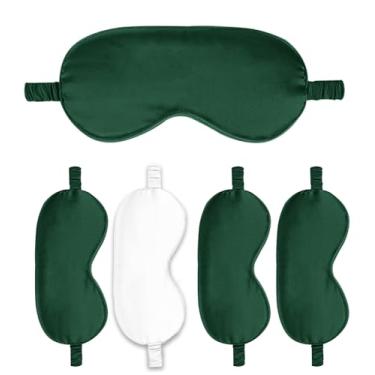 Imagem de Máscaras de dormir pacote com 5 capas de seda para olhos de cetim máscara blackout sedosa macia para olhos para dormir capas para presentes de dama de honra