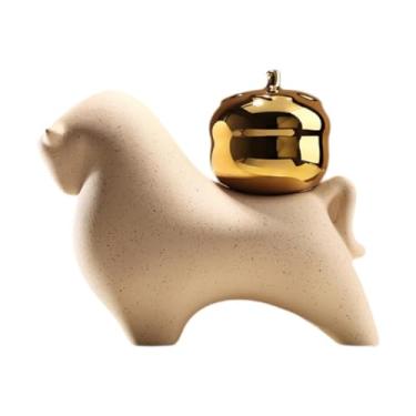 Imagem de Bothyi Coleção de esculturas de cavalos de cerâmica, ornamento decorativo Feng Shui para estante, mesa de escritório, sala de estar e lareira, Style D