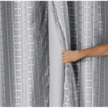 Imagem de Cortina Blackout Dupla Camada PVC Prata com Voil Decorativo - Bloqueio Total de Luz, para Varão Simples, Pronta para Instalar(Cinza,JANELA 2,00 X 1,40)