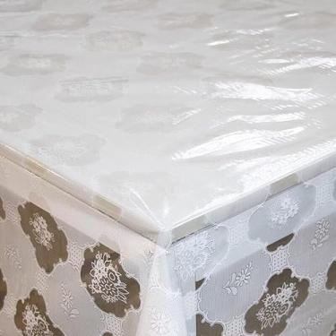 Imagem de Toalha de Mesa de Plástica Forro de mesa cristal estampada e impermeável, para mesas 4,6,8 cadeiras(Cristal Branco,8 Cadeiras 2.50 X 1.40)